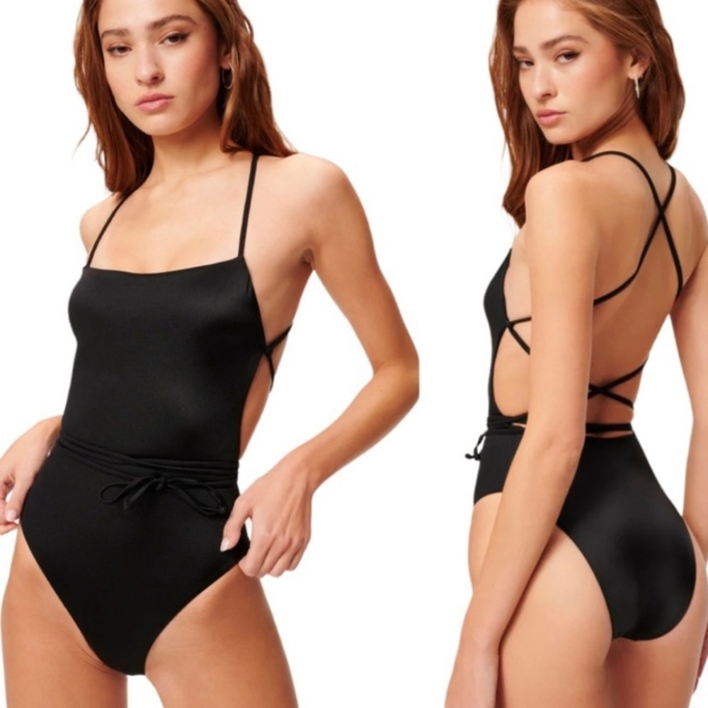 GOOD AMERICAN Shine Barely There Scrappy Back One Piece Swimsuit size 1/Small